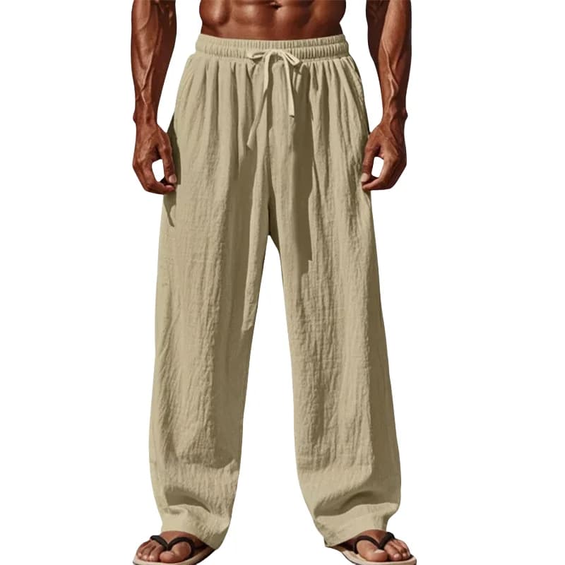 2025 nouveaux hommes coton et lin pantalons décontractés Simple et confortable jambe droite pantalon