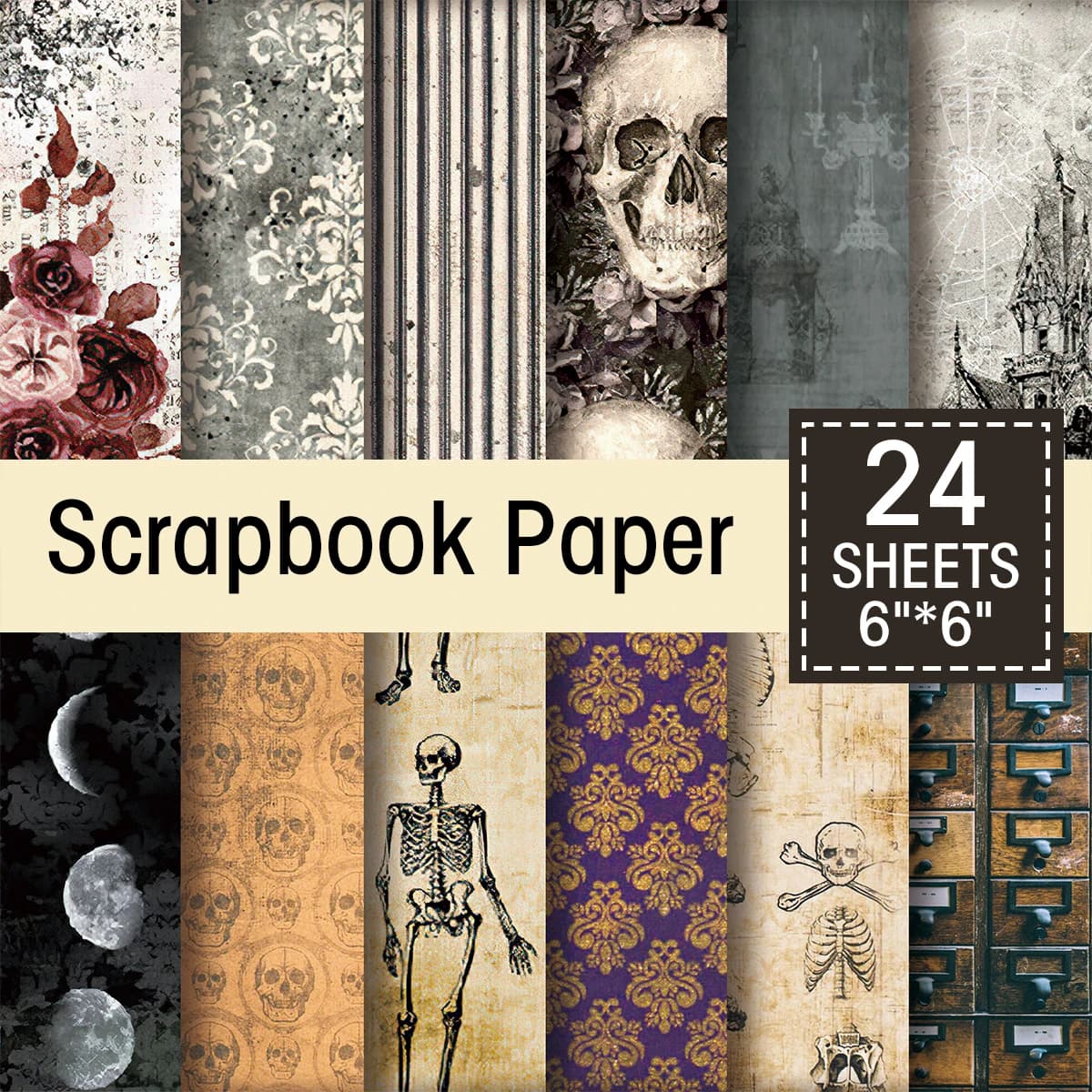 Ensemble de papier Scrapbooking Vintage, 24 pièces, matériel de bricolage, papier décoratif d'hallow
