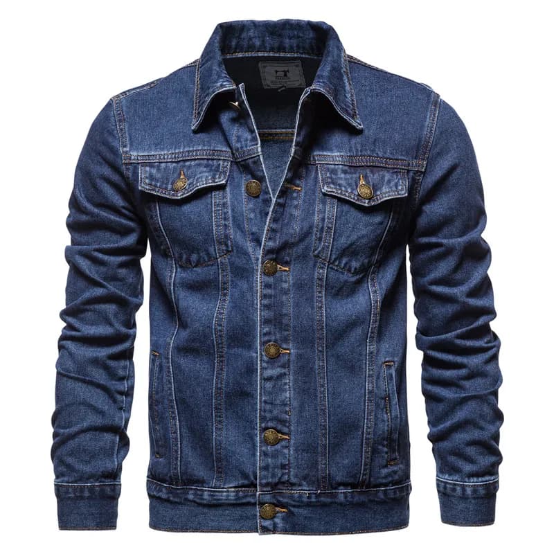 2025 automne Hommes solide Denim vestes mode moto Vintage jean vestes Hommes coupe ajustée coton déc