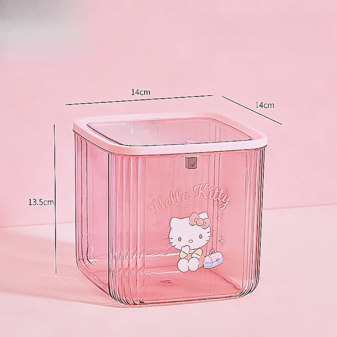 Poubelle de bureau Hello Kitty Kuromi, boîte de rangement miniature transparente et mignonne, poubel