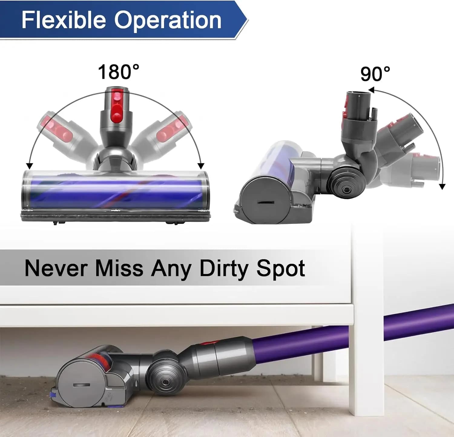 Tête d'aspirateur électrique Direct Dirve pour Dyson V7 V8 V10 V11 V15, fixation pour plancher en bo