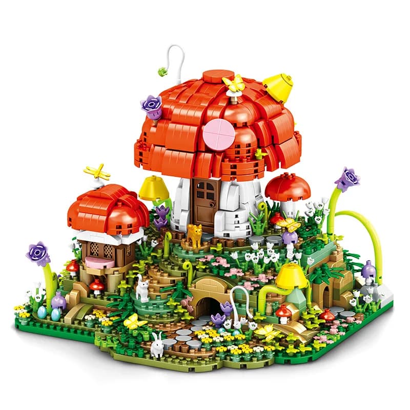 Blocs de construction de maison de champignon de conte de fées, Architecture de Village MOC, Micro M