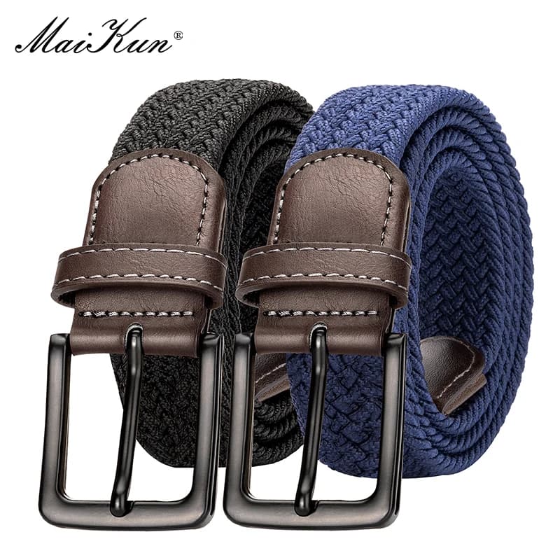 MaiKun 2 pièces toile hommes ceintures mode élastique métal boucle ardillon militaire tactique surél