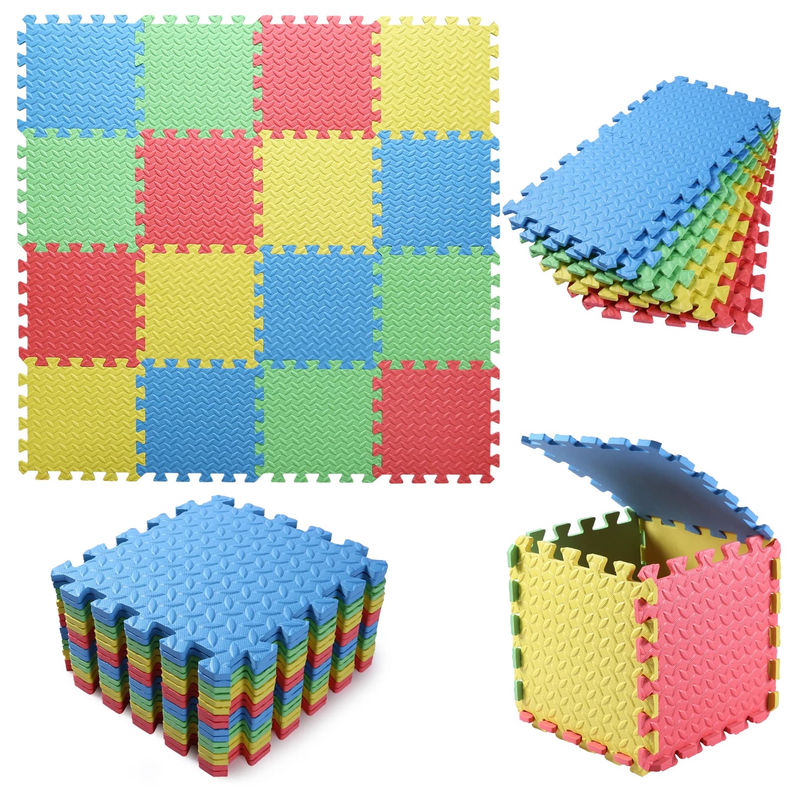 Puzzle Polymère Optique Carré, 0.4 Pouces/16 Pièces, 30x30cm, OligFoam, pour Bébé, Activités en Cham
