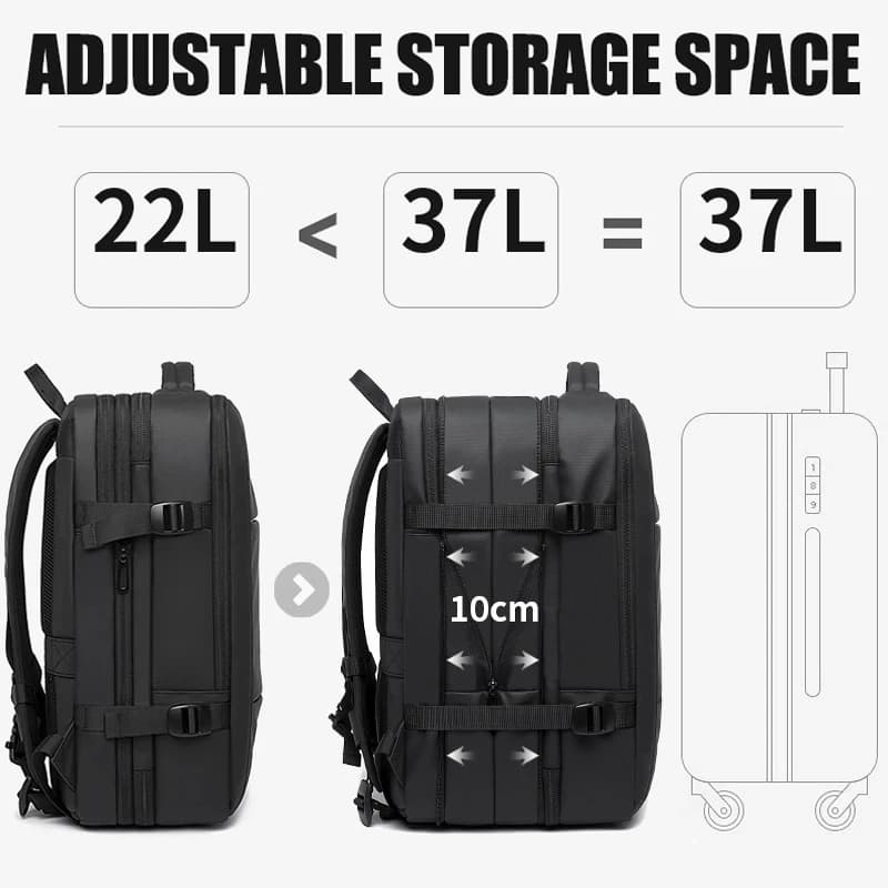 BANGE extensible hommes sac à dos étanche 17.3 pouces sac à dos pour ordinateur portable homme grand