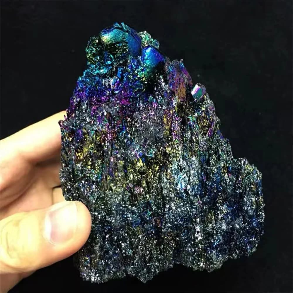 Spécimen de pierre naturelle de carborundum coloré, carbure de silicium, cristal de Quartz noir, éch