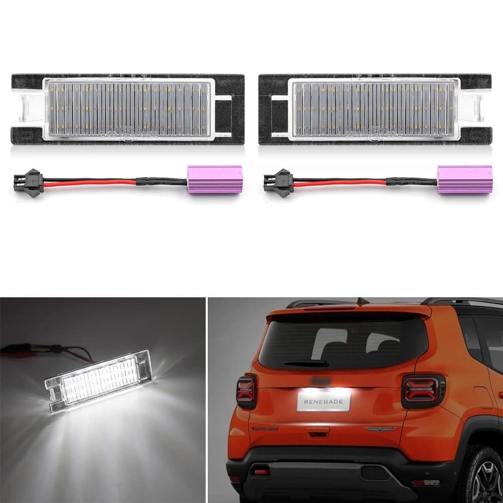 Icarlite 2 pièces Canbus LED éclairage de plaque d'immatriculation pour Jeep Renegade 2015-2021 blan