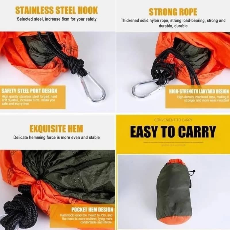 Hamac de Camping en plein air Portable pour une personne, avec couleur en Nylon assortie, lit suspen