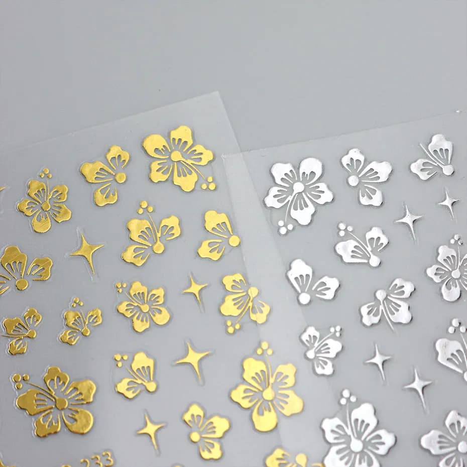 Autocollants 3D en forme de fleur d'hibiscus pour nail art, décalcomanies florales blanches, roses, 