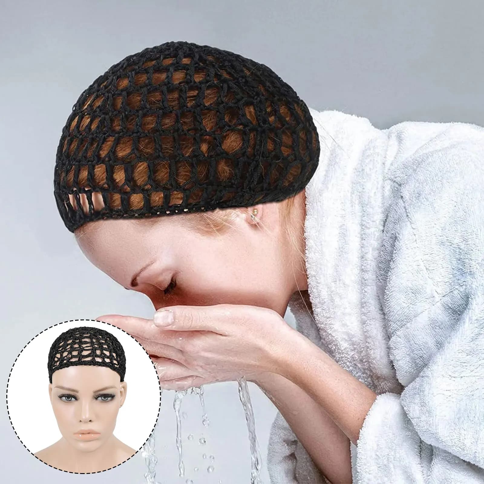 Filets à cheveux en maille colorée pour dormir, bonnet de couchage au Crochet, couvre-chef Long et b