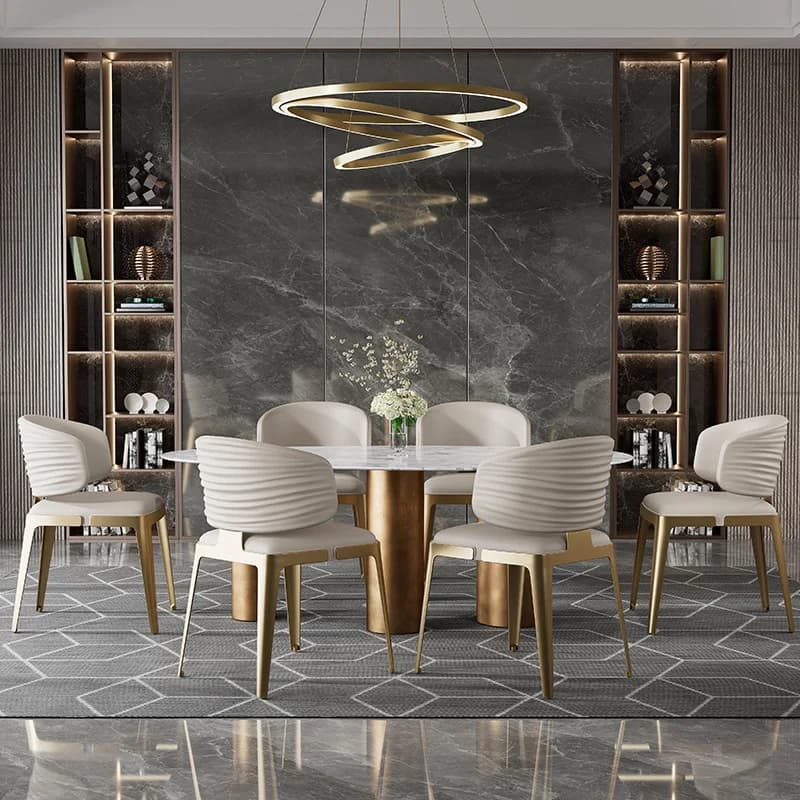 Chaise de salle à manger de luxe légère italienne, simple et moderne, en acier inoxydable, pour la m