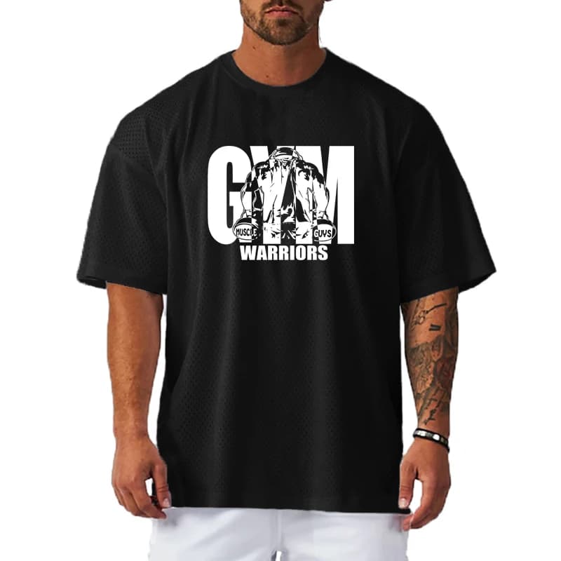 T-Shirt de Sport décontracté pour hommes, surdimensionné, ample, pour gymnastique, musculation, Fitn