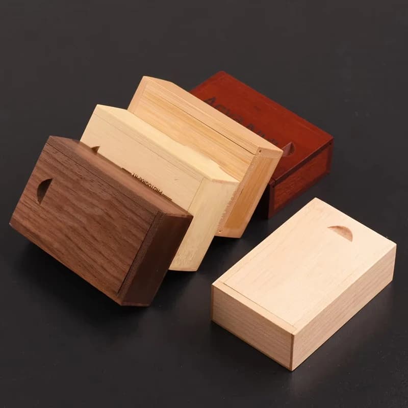 Boîtes de rangement en bois massif 3.15x2x0.98 pouces, avec dessus coulissant pour petits objets, ba