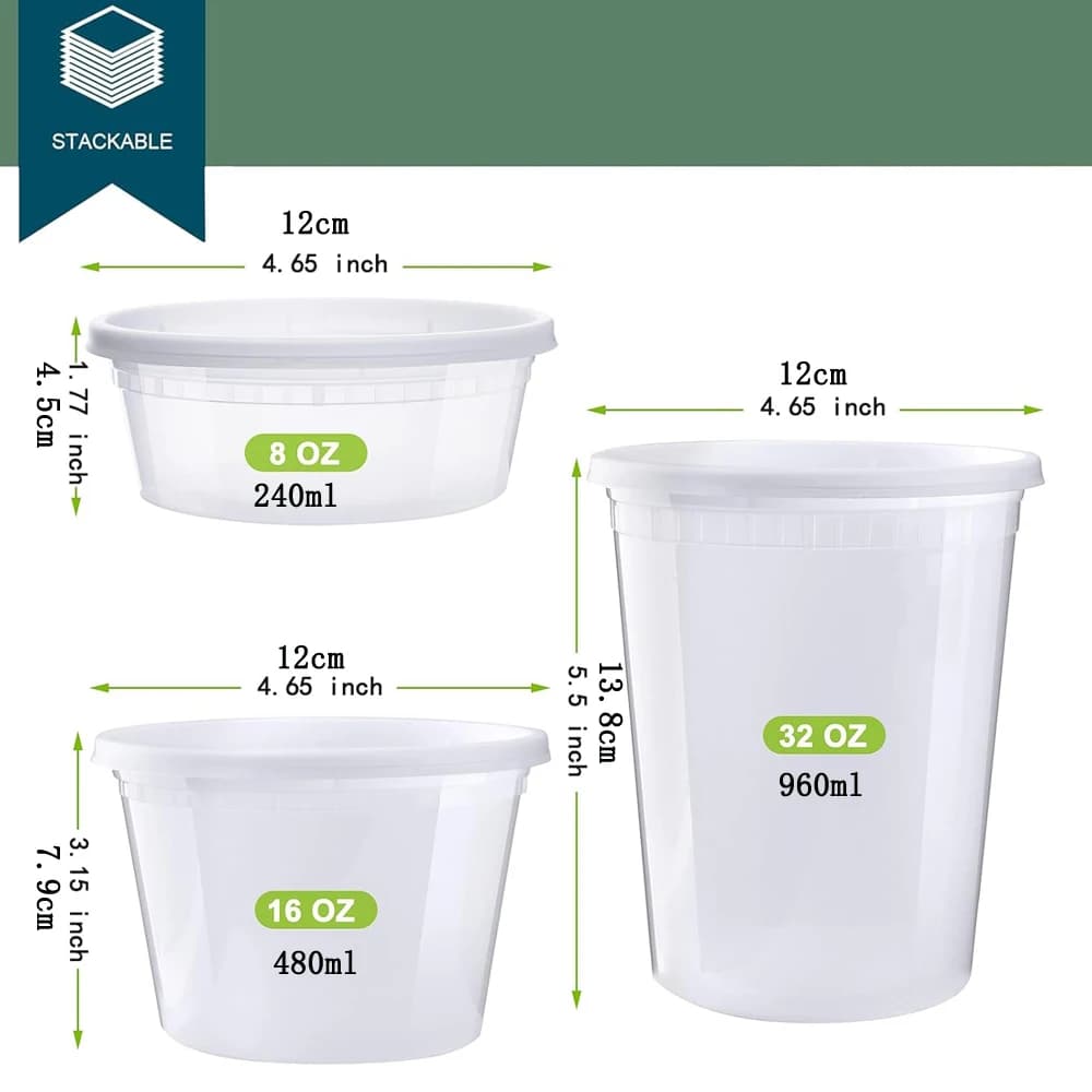 Conteneurs Deli avec couvercles, conteneurs de stockage des aliments avec couvercles, coffre-fort po