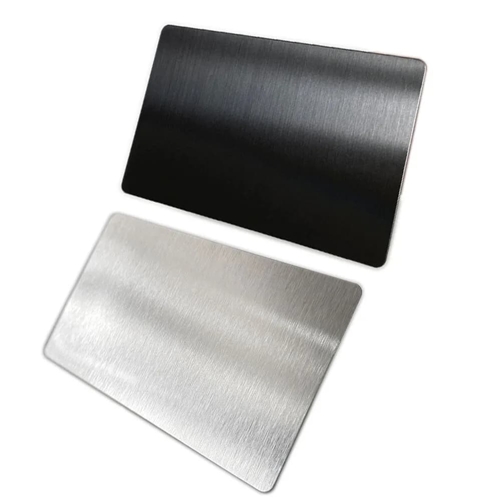 Carte métallique vierge 20 pièces, 100x60x0.4mm, plaque en acier inoxydable brossé 201 pour bricolag
