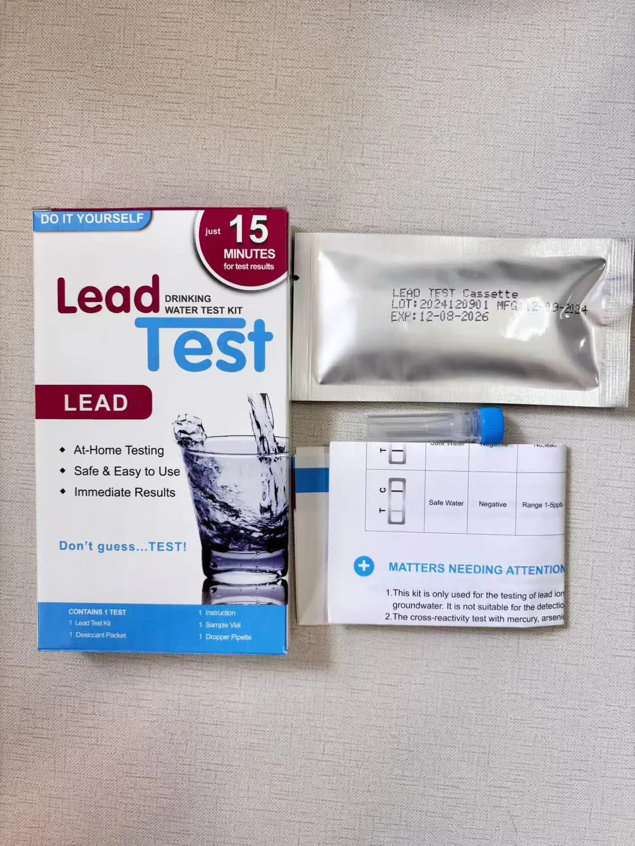 Kit de test de plomb pour test Pb d'eau potable
