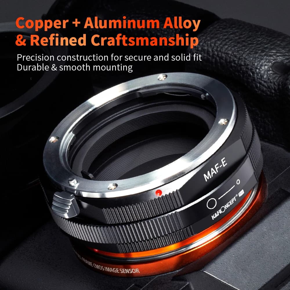 Adaptateur K&F CONCEPT pour objectifs Sony Alpha A et Minolta AF vers appareils photo NEX E