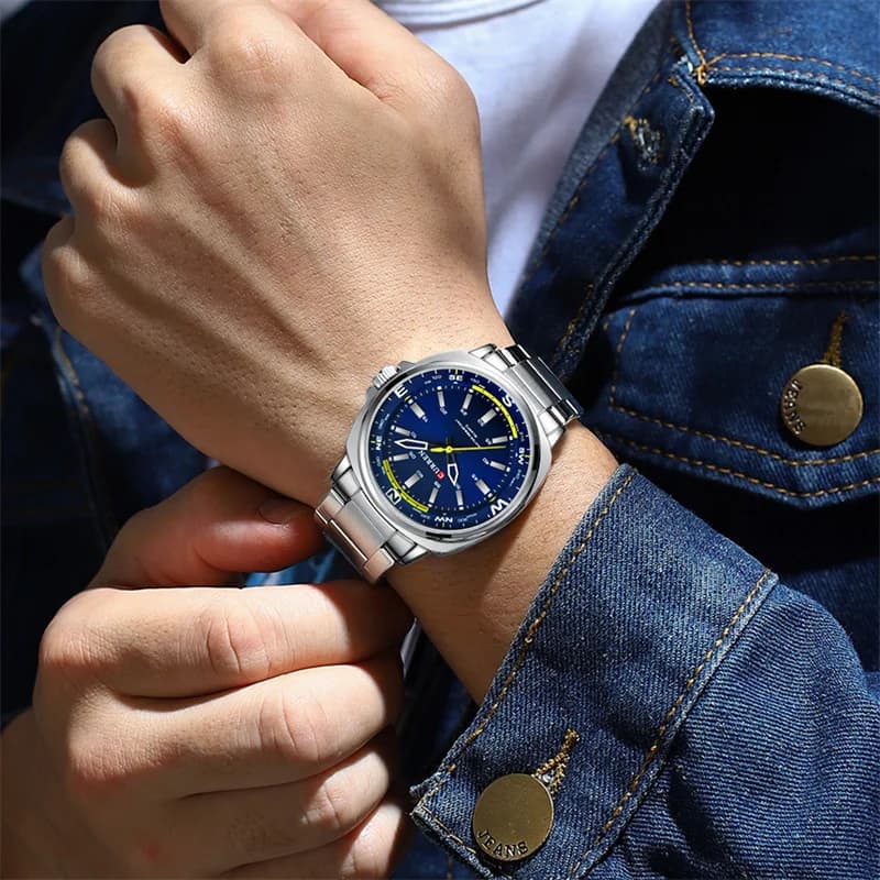 CURREN 8455 montre à Quartz de mode pour hommes affaires bracelet en acier inoxydable veilleuse étan