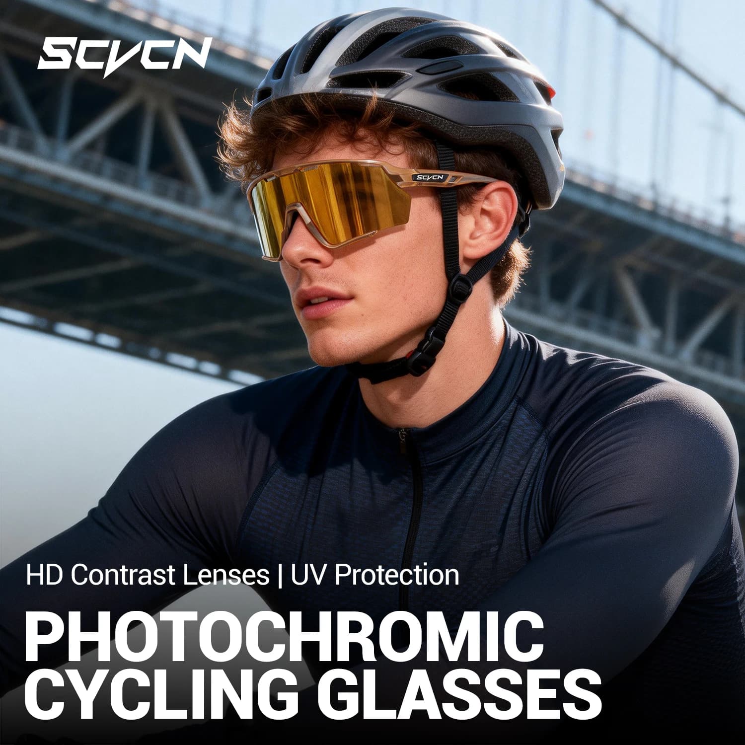 Lunettes de soleil photochromiques SCVCN pour hommes et femmes, lunettes de sport pour le vélo de mo