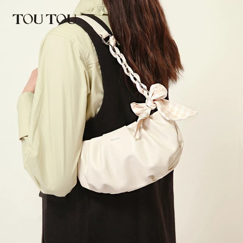 TOUTOU Cute Cloud Mini Hobo Bag pour femme, sac à bandoulière multi-usage en cuir PU souple, petit s