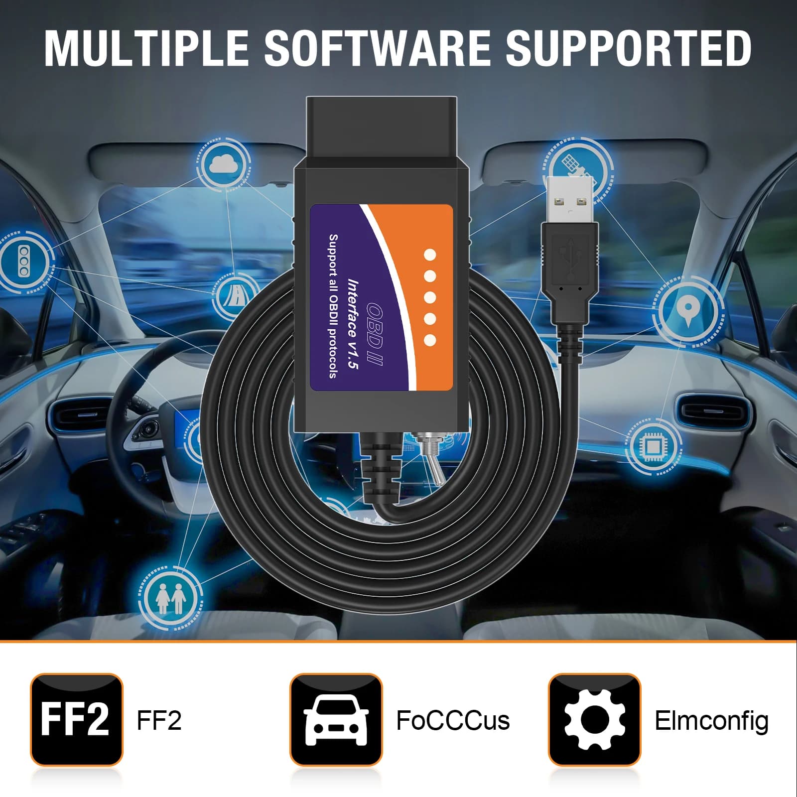 Pour-Scan ELM327 USB V1.5 PIC18F25K80 pour Mazda Ford Module Initialization PATS Programmation clé d
