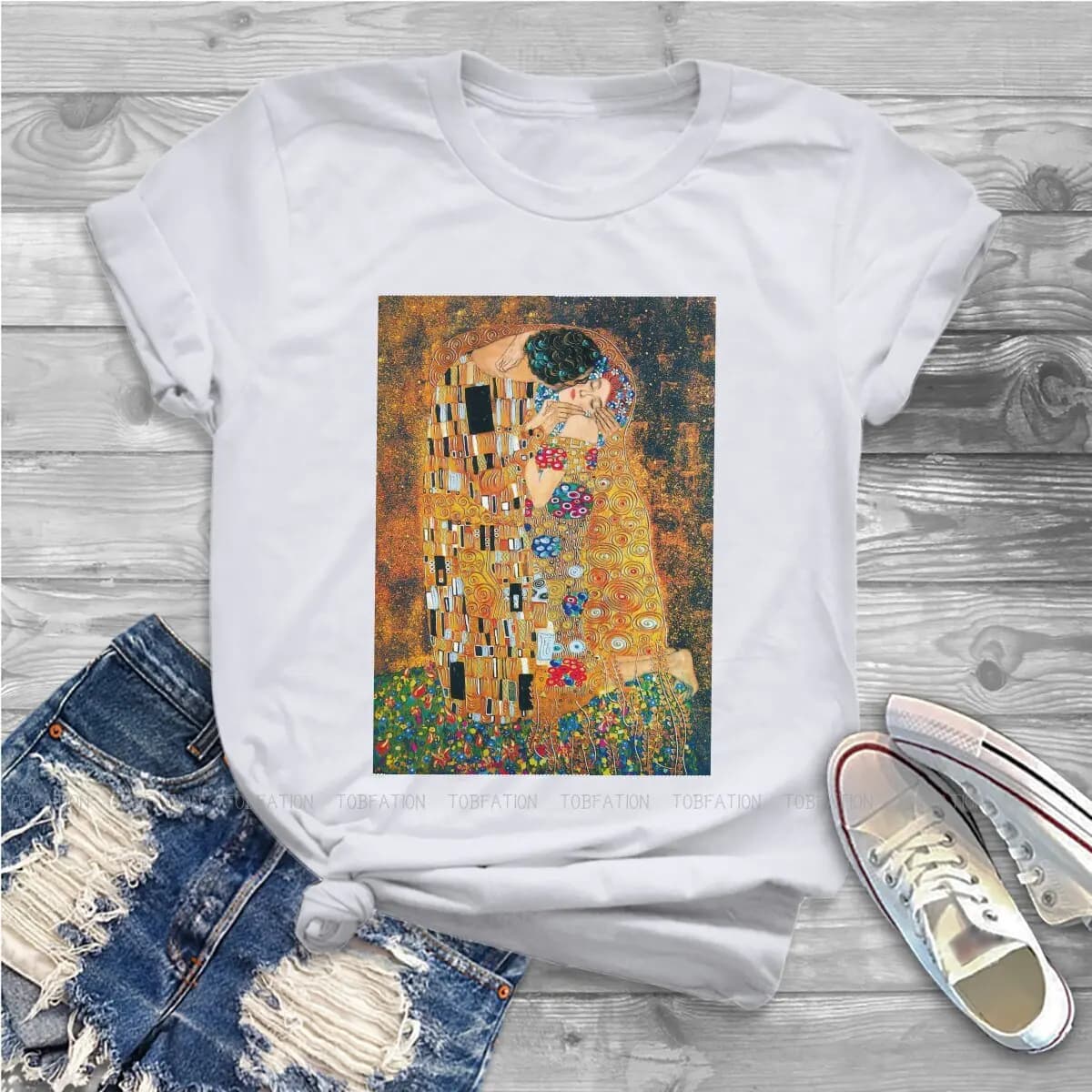 T-shirt vintage avec image de peinture pour femmes, vêtements pour femmes, GustAbility Klimt, Street