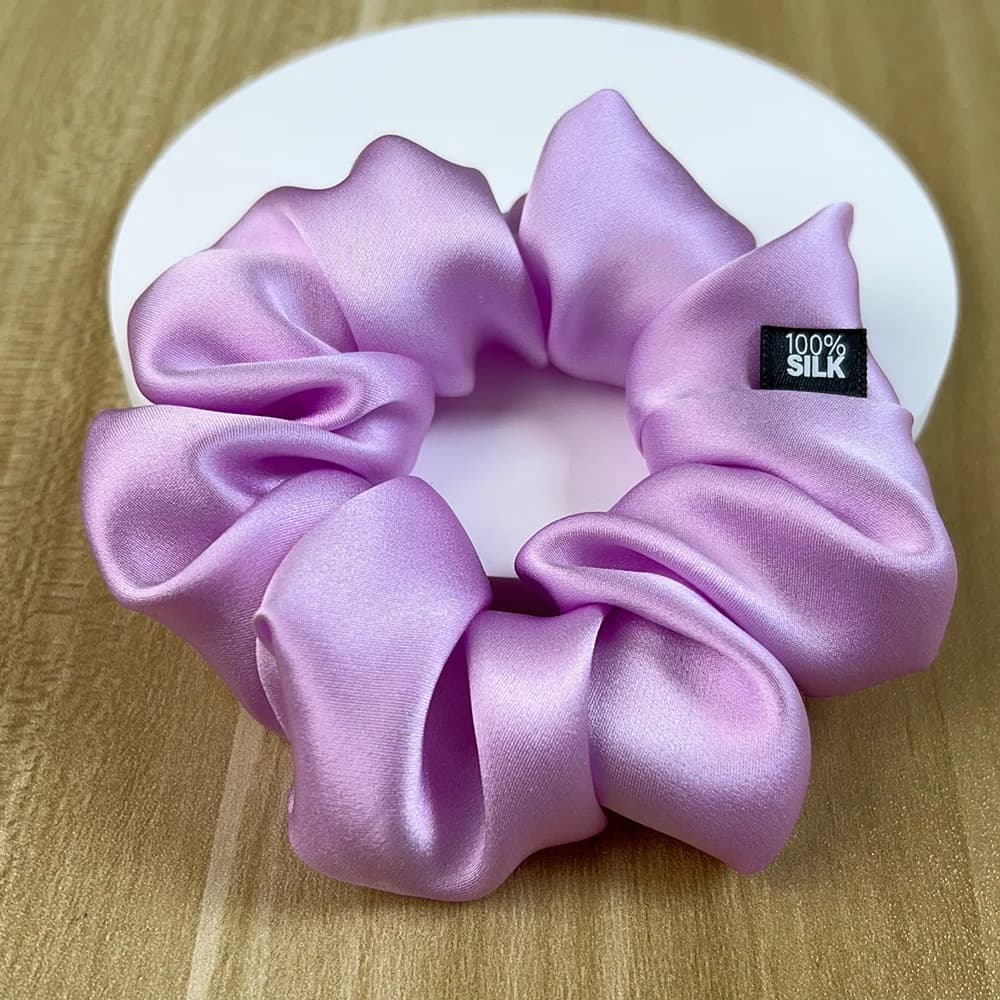 Chouchous en soie de mûrier 100%, bande de caoutchouc élastique, attaches pour cheveux, grandes cord
