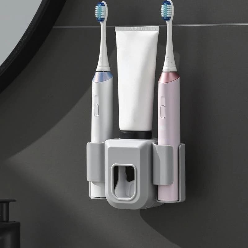 Porte-brosse à dents Double trou, organisateur mural de brosse à dents, support de dentifrice, press
