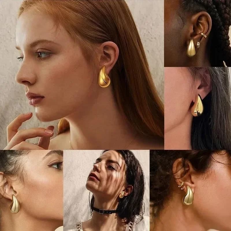Boucles d'oreilles créoles en forme de goutte d'eau pour femme, argent regardé 925, plaqué or 18 car
