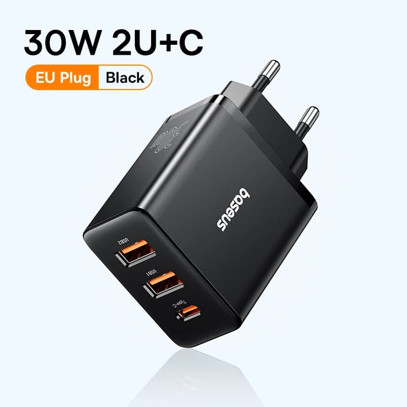 Baseus 30W chargeur USB QC3.0 PD3.0 Type C PD charge rapide 3 Ports chargeur de téléphone rapide pou