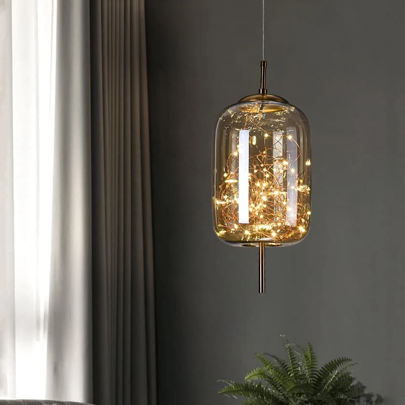 Lustre de chevet rouge en filet nordique pour fille, lumière de luxe, longue ligne, personnalité, Ar