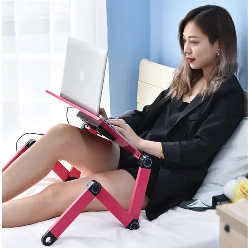 Table d'ordinateur portable pliante pour lit, bureau d'ordinateur paresseux, support mobile télescop