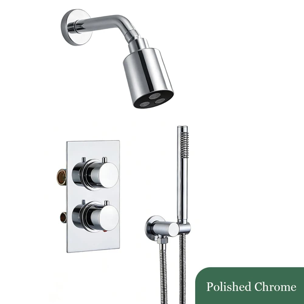 Robinet de salle de bain 2 douches 2 voies thermostatique en or brossé avec inverseur, ensemble de r