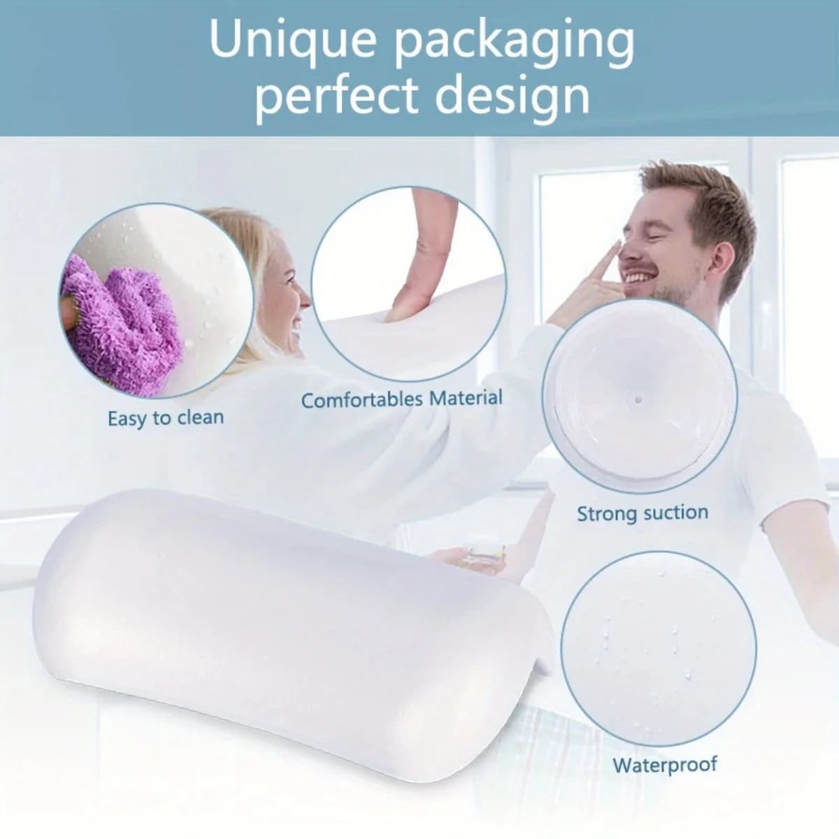 Coussin appui-tête de baignoire antidérapant, oreiller de bain SPA, doux et imperméable, avec ventou