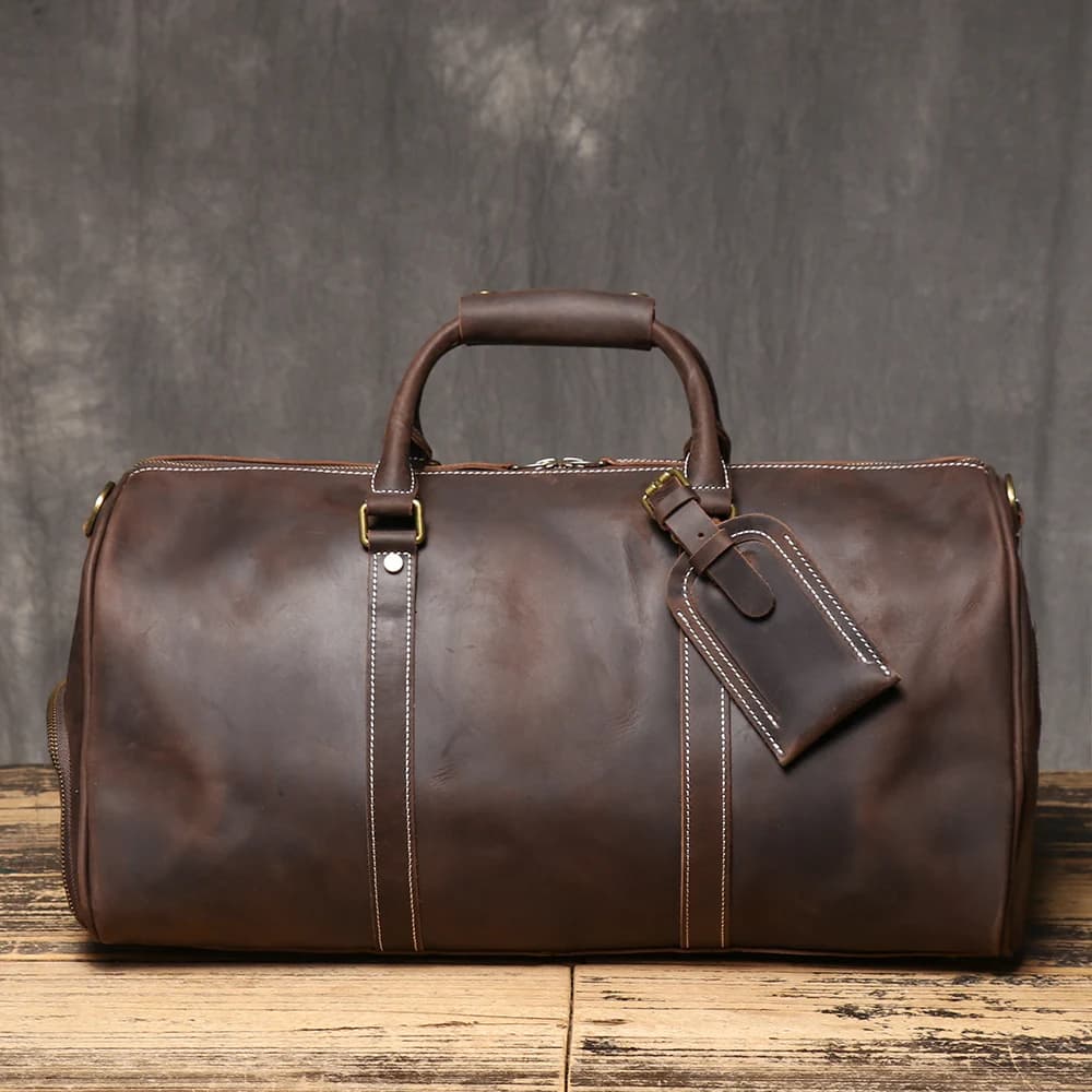 Sac à main en cuir de vachette première couche pour hommes, sac à bandoulière de grande capacité en 
