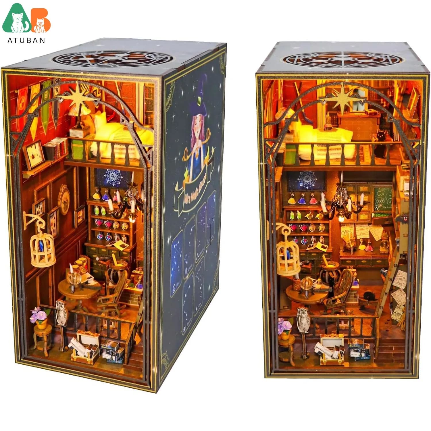 Kit de coin de livre bricolage, puzzle en bois 3D, maison l'inventaire bricolage, décoration d'inser
