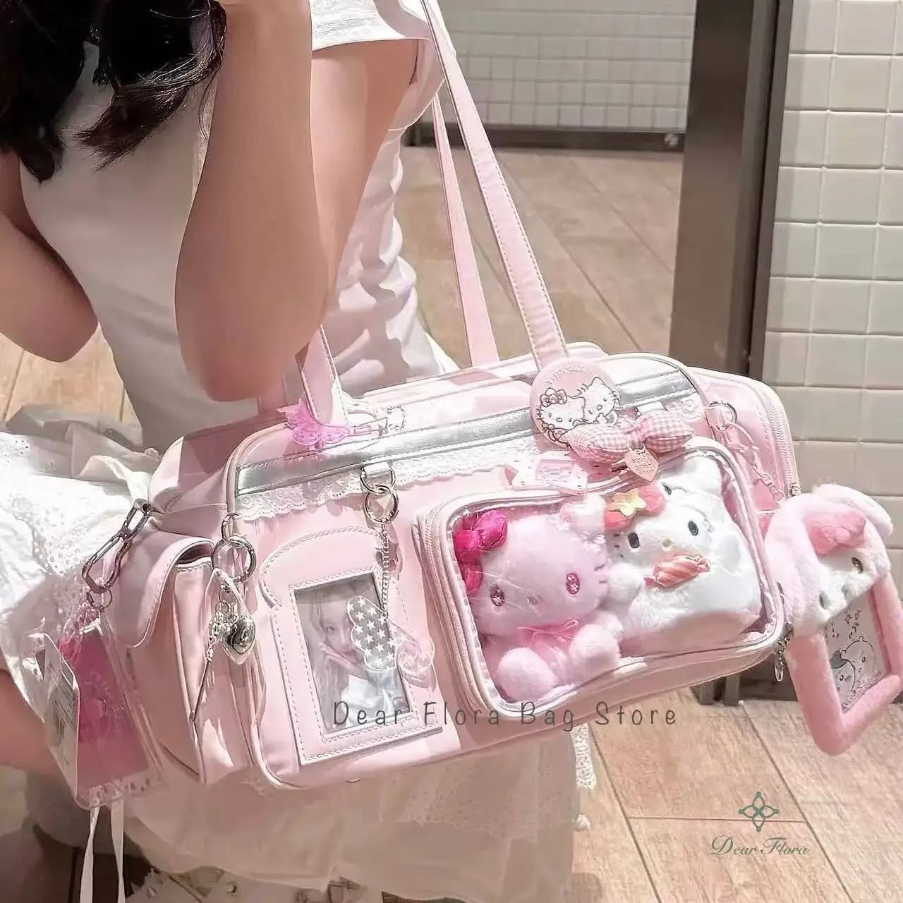 Nouveau sac à bandoulière Y2K grande capacité style JK, sac à dos transparent mignon pour fille, sac