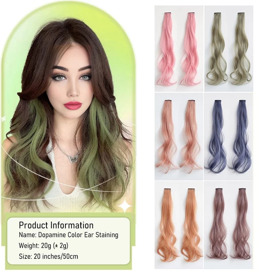 Extensions de cheveux synthétiques bouclés colorés 2 pièces/ensemble 50cm/60cm, vague d'eau rose/ble