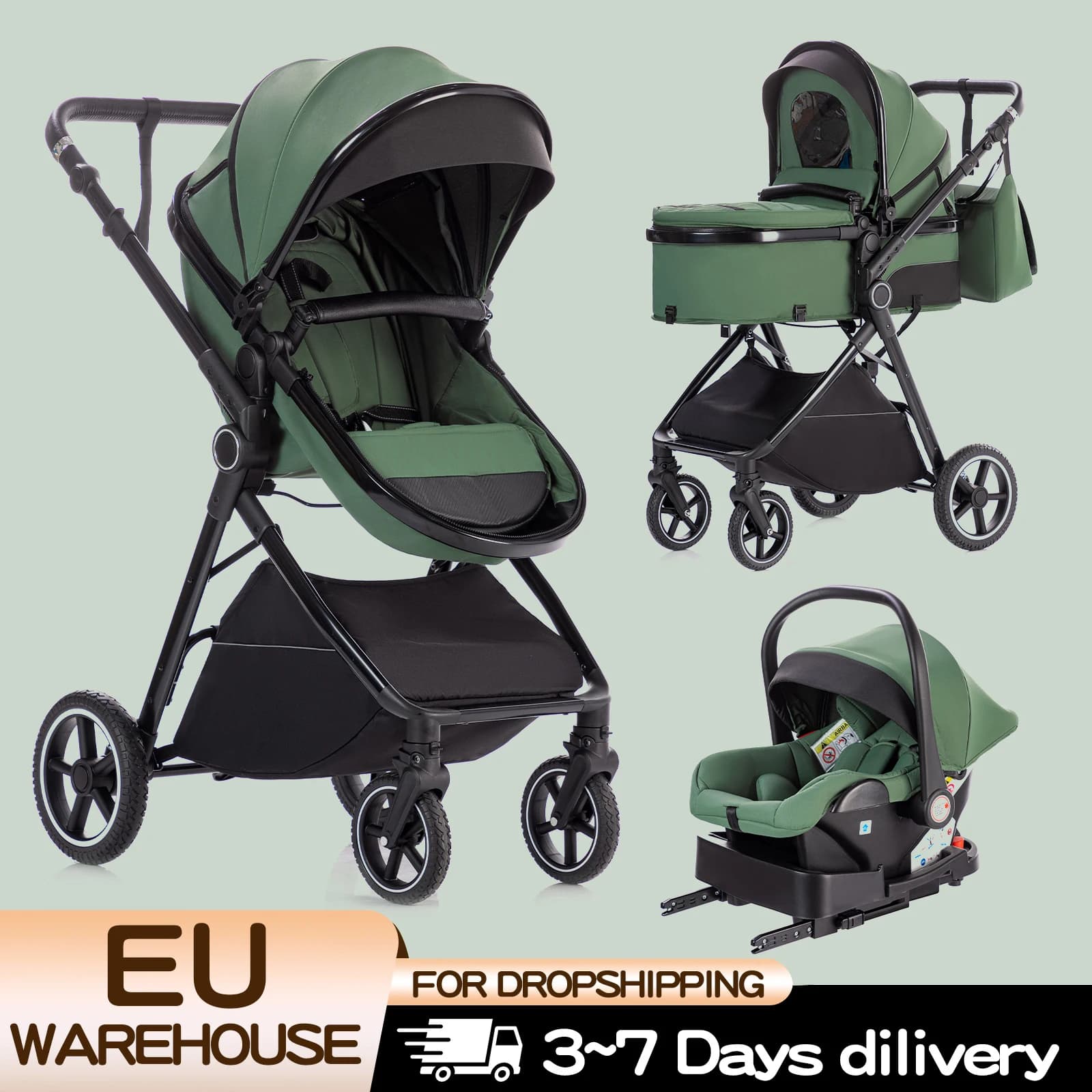 Poussette bébé 3 en 1, facile à plier, multifonctionnelle, voyage, Portable, siège de sécurité, norm