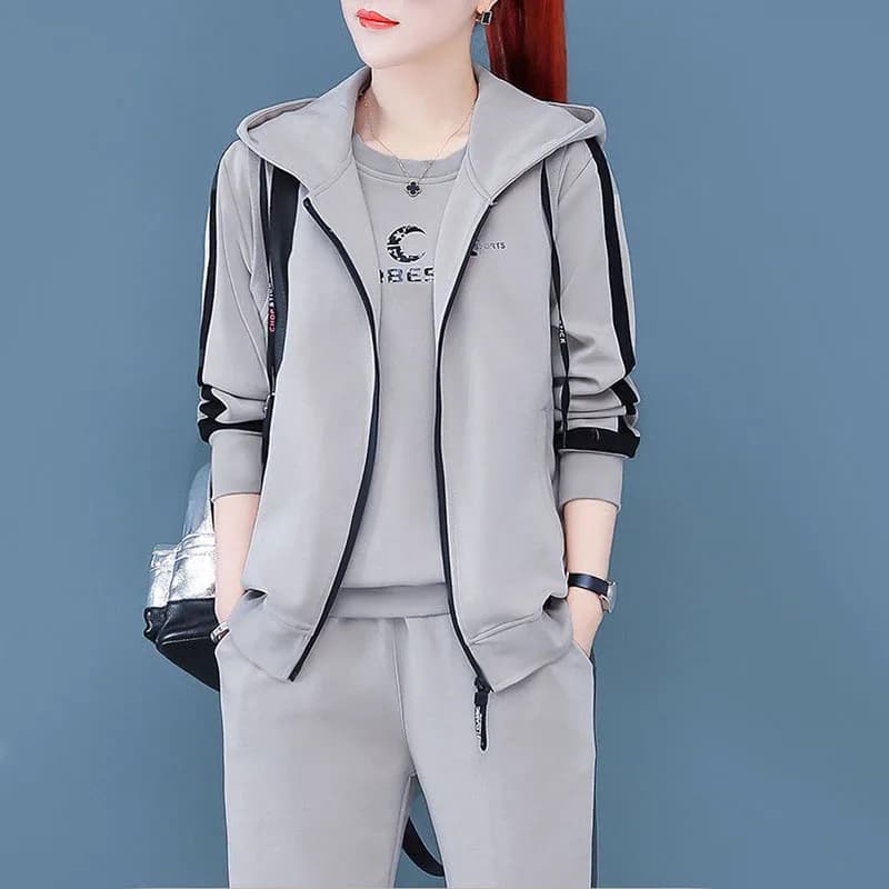 Printemps automne femmes survêtement manteaux + sweats + pantalons 3 pièces costume tenues de mode d