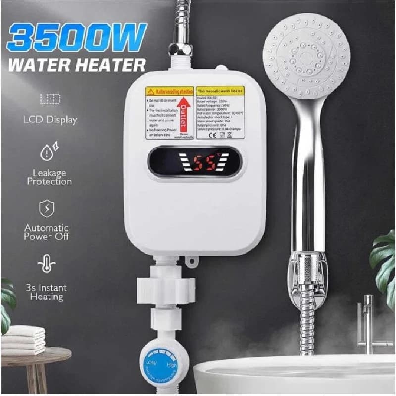 Chauffe-eau électrique instantané sans réservoir 3500W, prise EU/US, 220/110V, pour robinet de salle