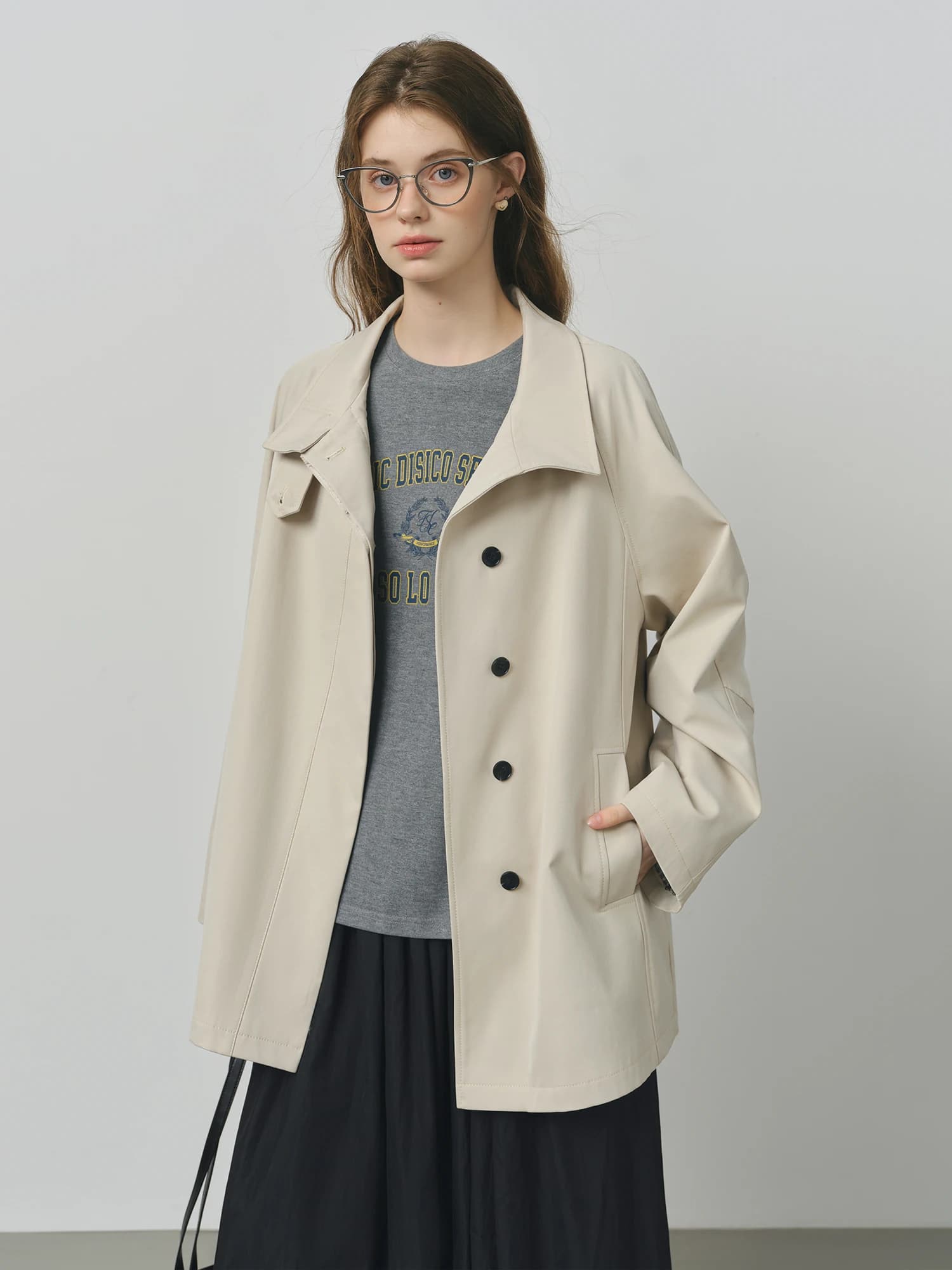 FSLE Style britannique conception col montant coupe-vent Trench veste pour les femmes 2025 automne n