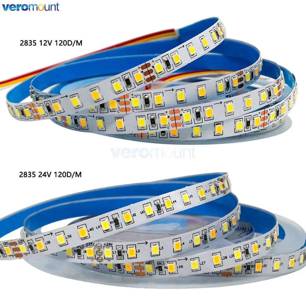 Bande lumineuse LED double couleur SMD 2835 CCT, 5m, variable, 5V 12V 24V DC WW CW, température de c