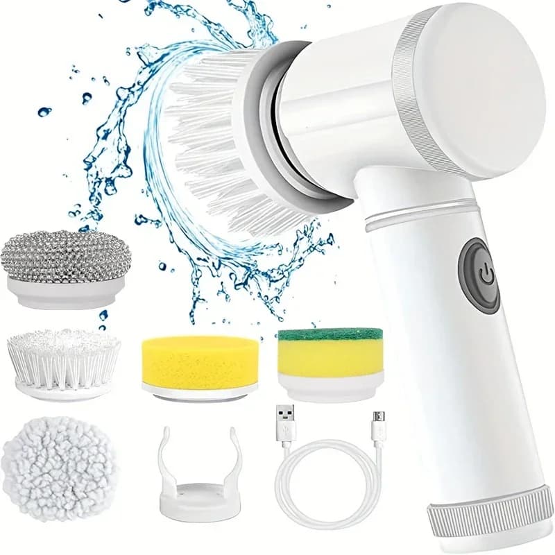 Épurateur électrique 5 en 1, épurateur rotatif avec 5 têtes de brosse remplaçables, brosse de nettoy