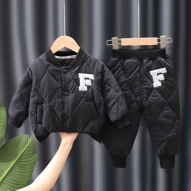 Ensembles de vêtements d'hiver pour garçons, manteau et pantalon chauds, mode alphabet, olympiques p