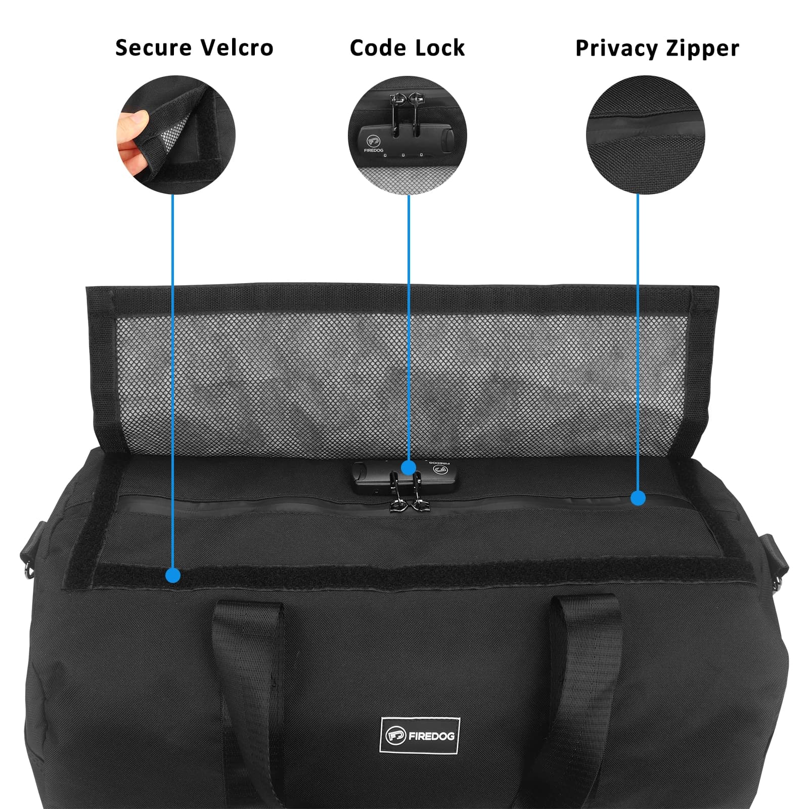 FIREDOG Anti-odeur avec serrure Organisateur de voyage de grande capacité Sac de sport de rangement