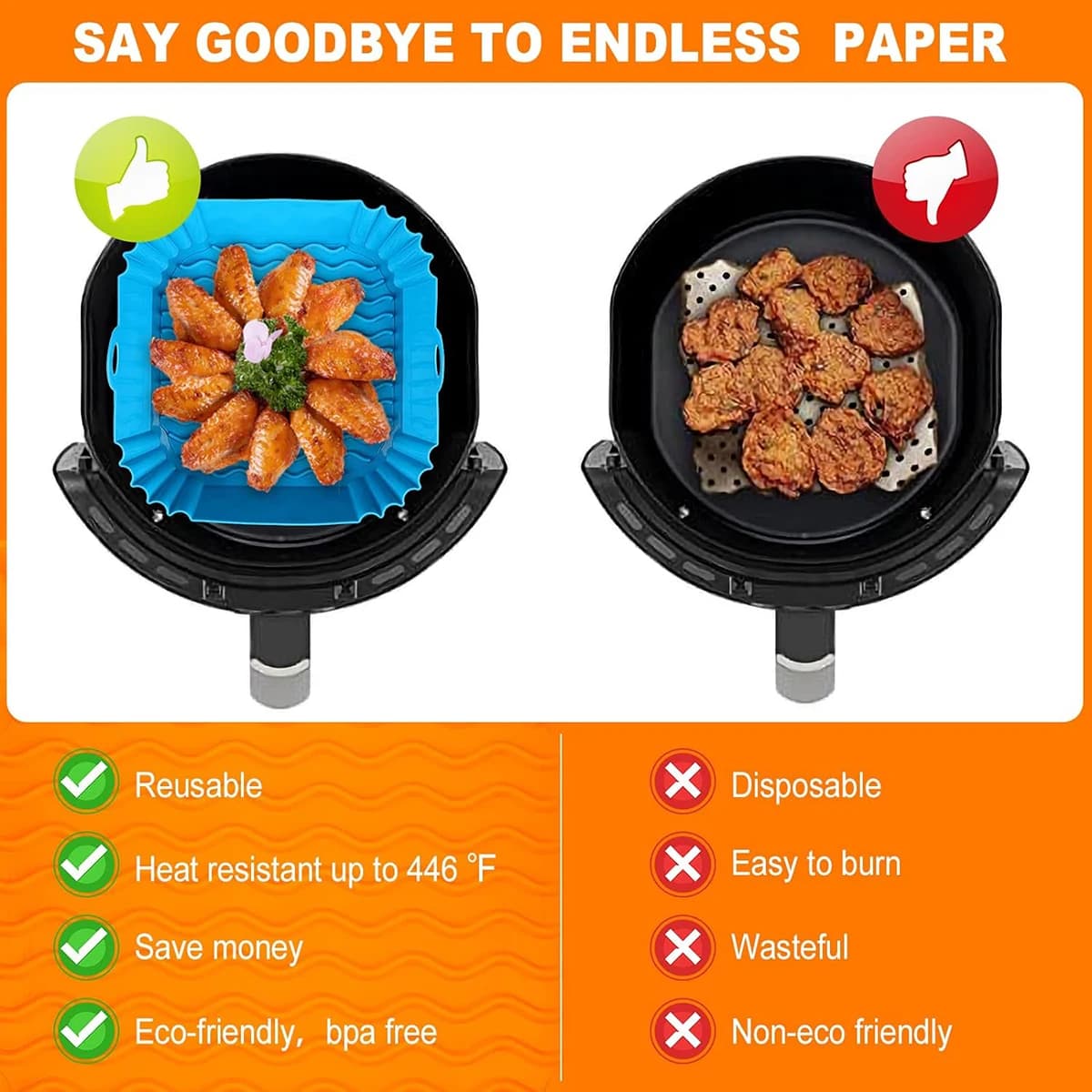 Pot de revêtement en Silicone pour friteuse à Air, panier de friteuse à Air, Gadgets de cuisine, pla