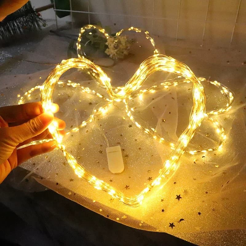 Guirxiété lumineuse LED dégradée avec batterie, fil de cuivre 62, décoration pour chambre à coucher,