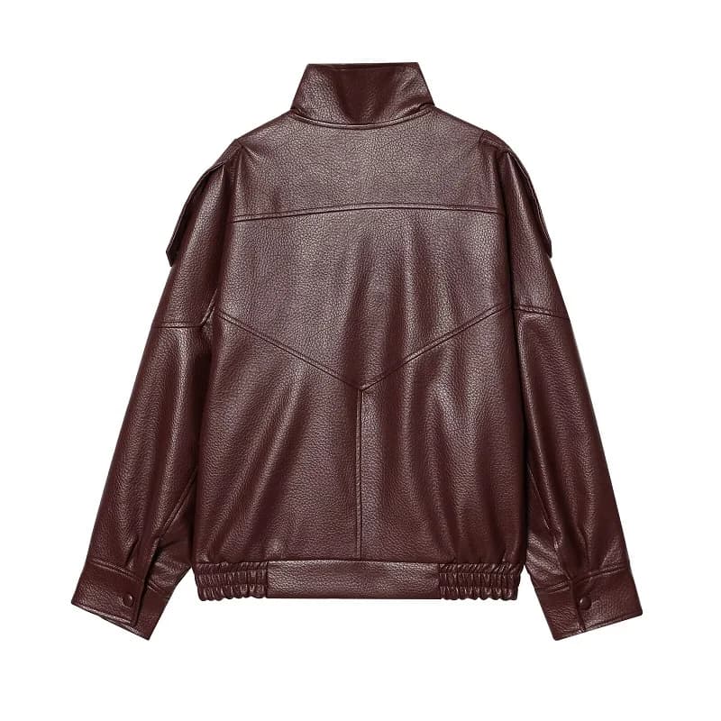 Vestes en similicuir pour femmes, veste bomber oversize pour femmes, manteaux d'hiver pour femmes, v