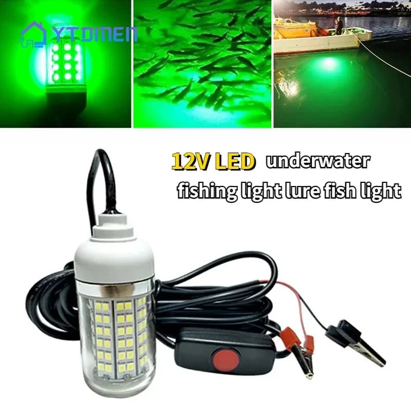 Lampe sous-marine 12V 15W 108 LED, lumière de pêche de nuit, étanche IP68, multicolore, attire en pr